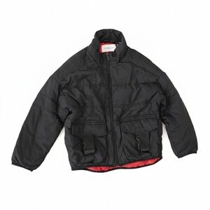 Calvin Klein Jeans Puffer Jacket Men M Black Red Logo Strap